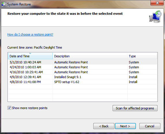 How To Find A Restore Point In Vista