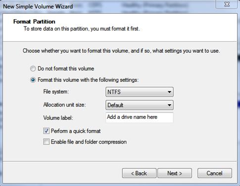 choosing file system windows 7