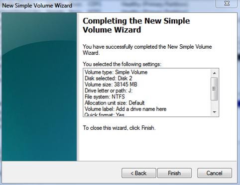 completing disk wizard windows 7
