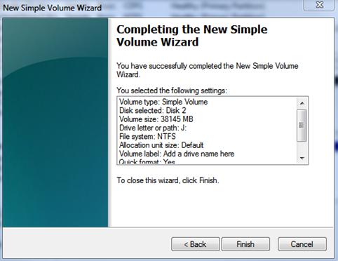  finalizarea Windows Disk wizard 7