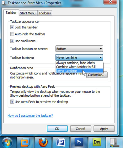 change windows 7 taskbar