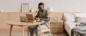 man working from home