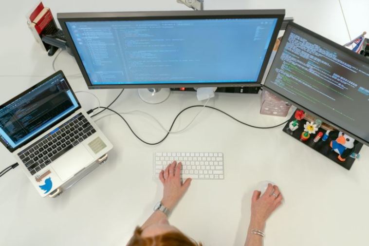 woman on computer