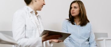 medical professional with client